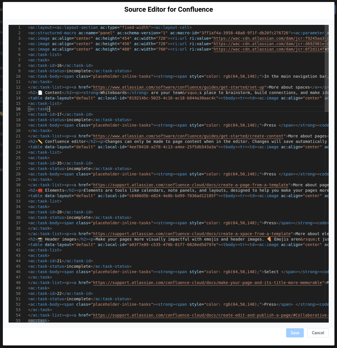 Source editor interface